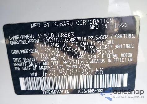 2023 Subaru Crosstrek Sport from USA, damaged, VIN JF2GTHSC8PH289556